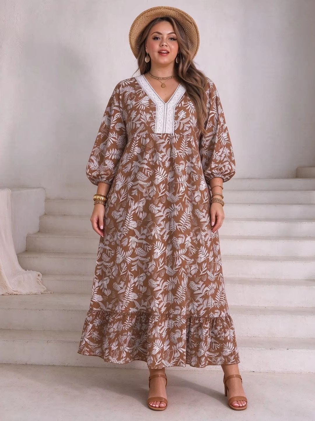 Boho Summer Beach Maxi Dress - Abito lungo da donna taglie forti