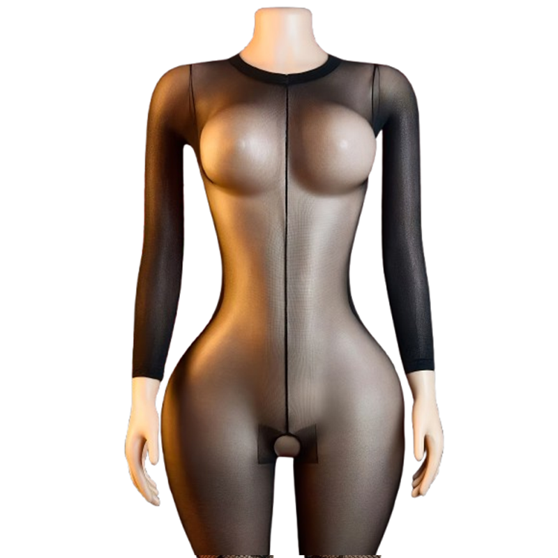 Lingerie - 1 Pezzo Body/Calza in Rete Trasparente