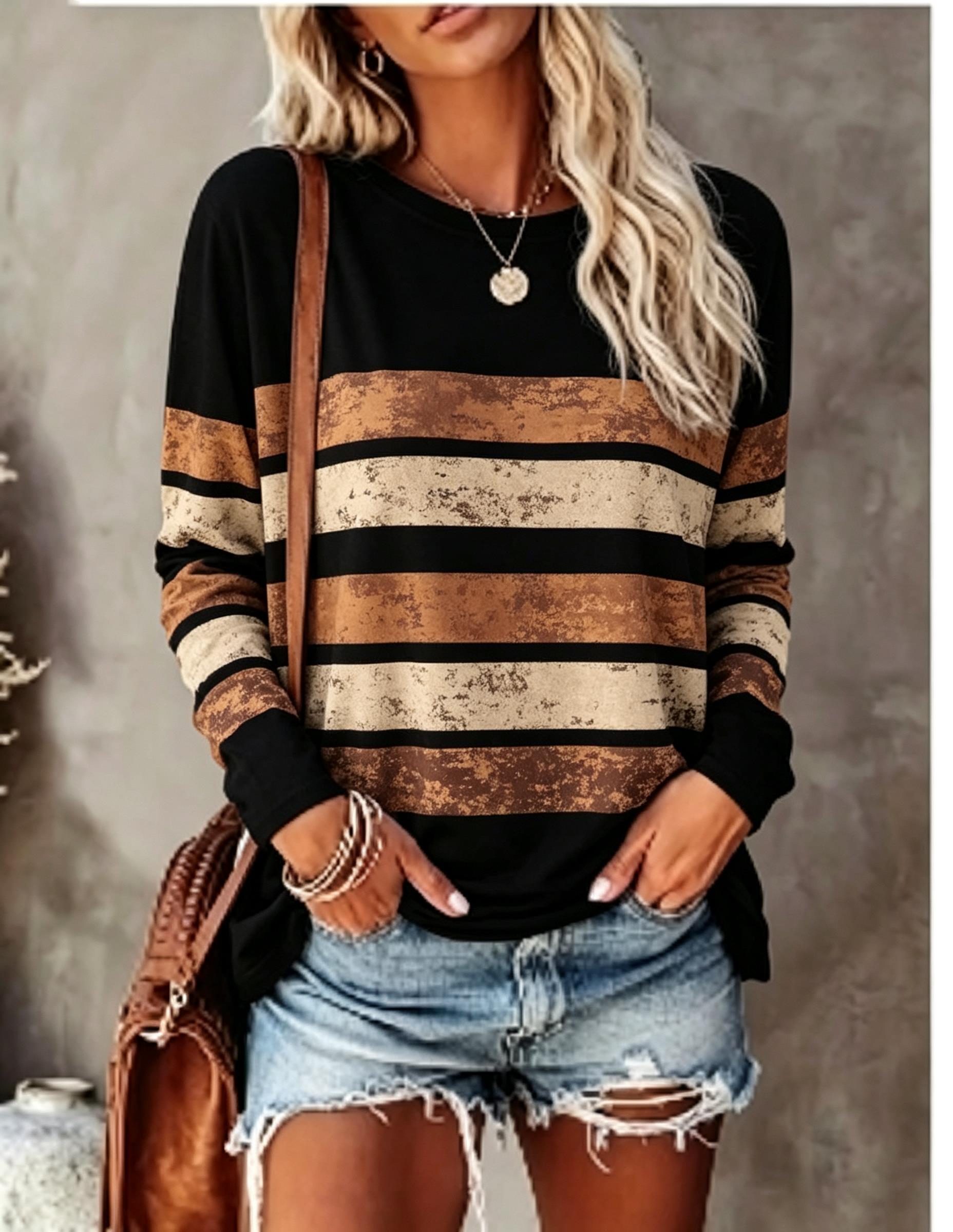 Blouses - Maglietta a Maniche Lunghe da Donna,