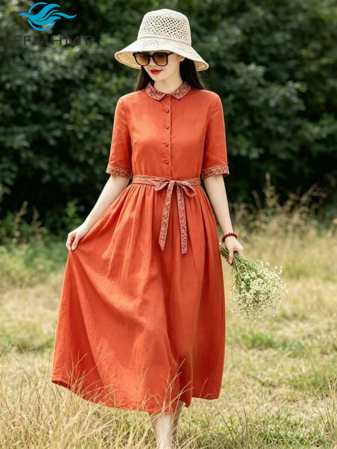Casual Loose Linen Shirt Dress - Abito a Camicia in Cotone e