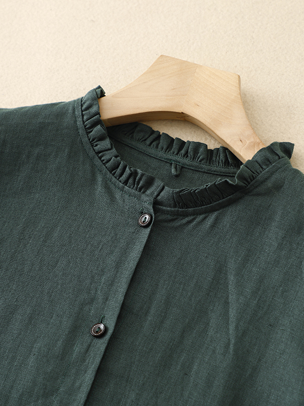 Abito lungo in cotone e lino,  - Casual Loose Linen Shirt Dress recensione e prezzo