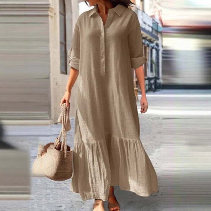 Nuovo Abito Lungo Irregolare i - Casual Loose Linen Shirt Dress recensione e prezzo