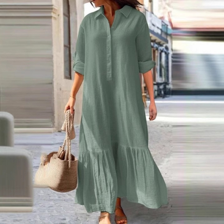 Nuovo Abito Lungo Irregolare i - Casual Loose Linen Shirt Dress recensione e prezzo