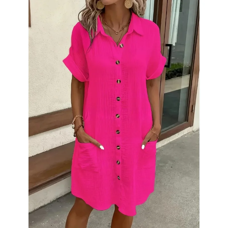 Abito casual in stile cotone e - Casual Loose Linen Shirt Dress recensione e prezzo