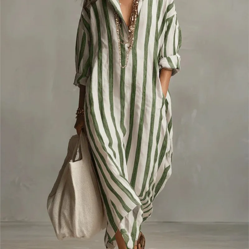 Elegante Abito Lungo in Lino c - Casual Loose Linen Shirt Dress recensione e prezzo