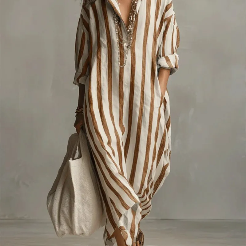 Elegante Abito Lungo in Lino c - Casual Loose Linen Shirt Dress recensione e prezzo