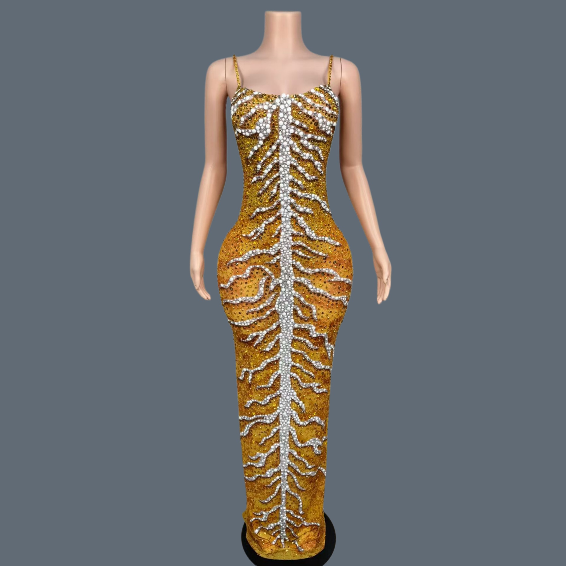 Abito Lungo Elegante in Spande - Sparkly Rhinestone Club Party Dress recensione e prezzo