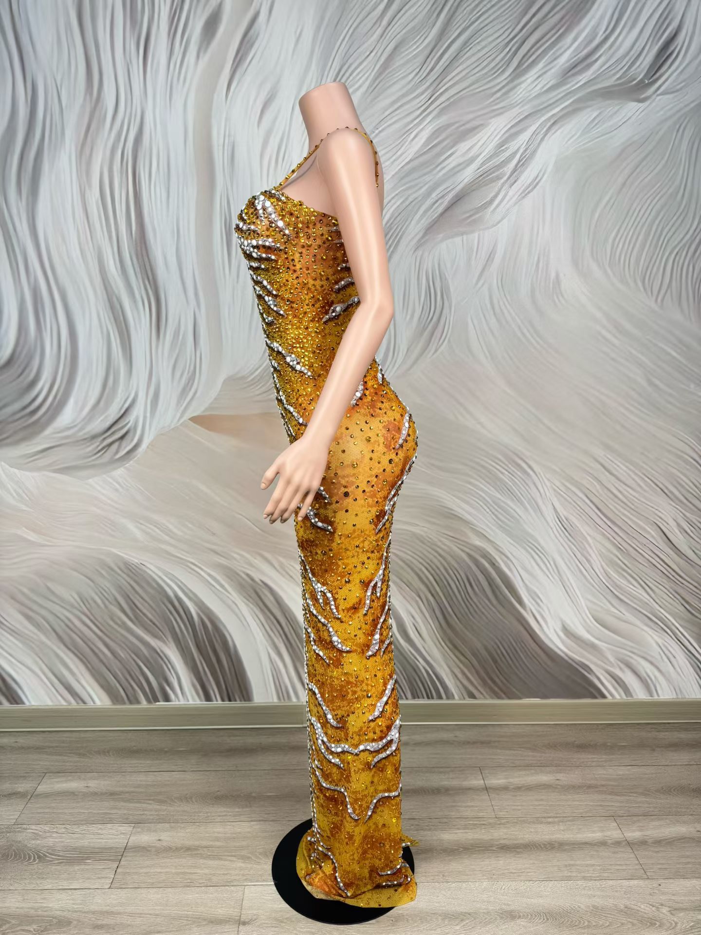 Abito Lungo Elegante in Spande - Sparkly Rhinestone Club Party Dress recensione e prezzo