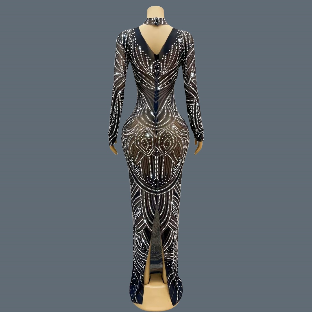Abito da sera nero, nuovo mode - Sparkly Rhinestone Club Party Dress recensione e prezzo